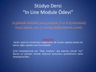 Stüdyo Dersi “In Line Module Ödevi”