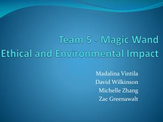 Team 5 - Magic Wand Ethical and Environmental Impact