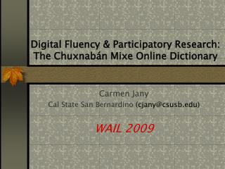 Digital Fluency &amp; Participatory Research: The Chuxnabán Mixe Online Dictionary