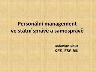 Personální management ve státní správě a samosprávě