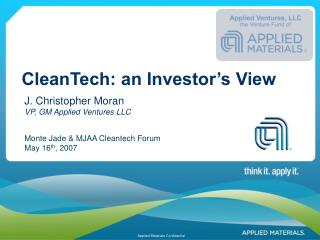 CleanTech: an Investor’s View