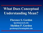 What Does Conceptual Understanding Mean Florence S. Gordon fgordonnyit Sheldon P. Gordon gordonspfarmingdale