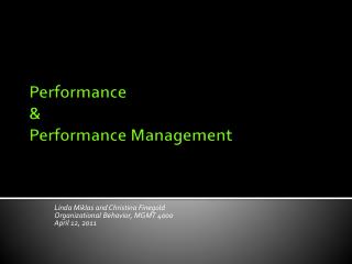 Performance &amp; Performance Management