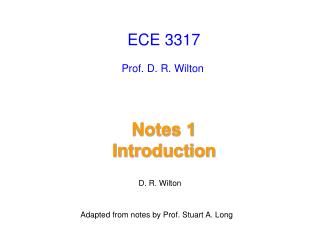 Notes 1 Introduction