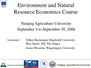 Environment and Natural Resource Economics Course