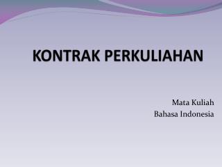 KONTRAK PERKULIAHAN