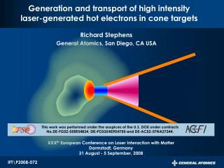 Generation and transport of high intensity laser-generated hot electrons in cone targets