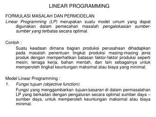 LINEAR PROGRAMMING