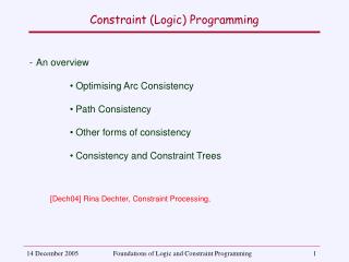 Constraint (Logic) Programming