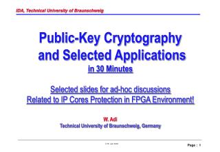 Public-Key Cryptography and Selected Applications in 30 Minutes