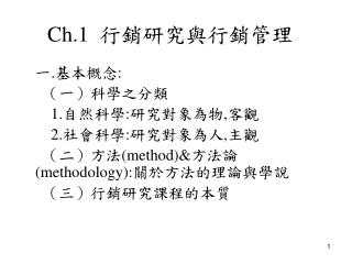 Ch.1 行銷研究與行銷管理