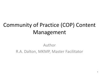 Community of Practice (COP) Content Management