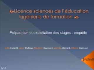  Licence sciences de l’éducation ingénierie de formation 