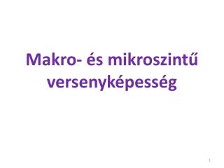 Makro- és mikroszintű versenyképesség