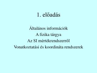 1. előadás