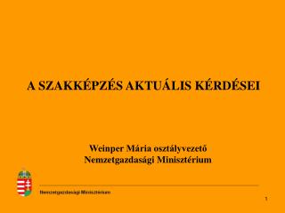 A SZAKKÉPZÉS AKTUÁLIS KÉRDÉSEI