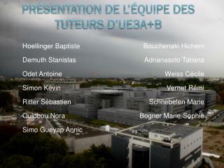 Présentation de l’équipe des tuteurs d’UE3A+B