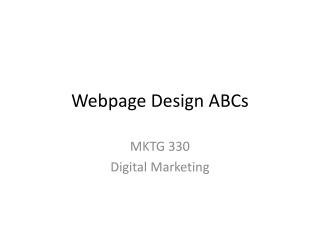 Webpage Design ABCs