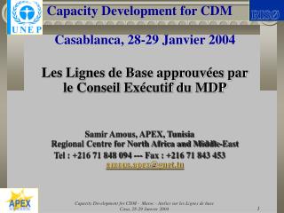 Capacity Development for CDM Casablanca, 28-29 Janvier 2004