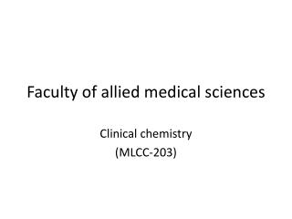 Faculty of allied medical sciences