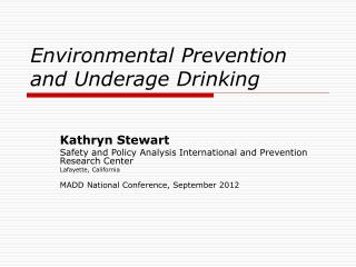 Environmental Prevention and Underage Drinking