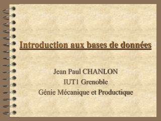 Introduction aux bases de données