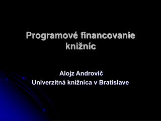 Programové financovanie knižníc