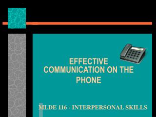 MLDE 116 - INTERPERSONAL SKILLS