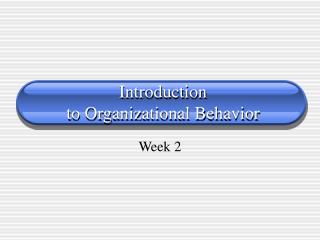 Introduction to Organizational Behavior