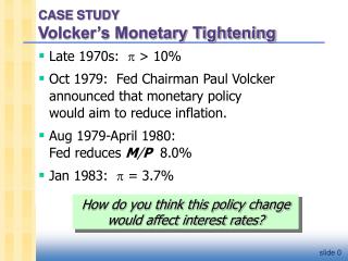 CASE STUDY Volcker’s Monetary Tightening
