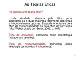 As Teorias Éticas