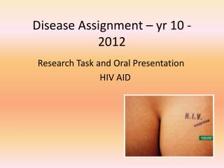 Disease Assignment – yr 10 - 2012