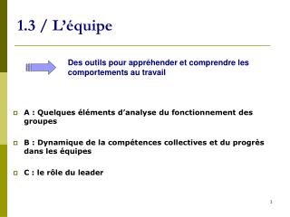 1.3 / L’équipe