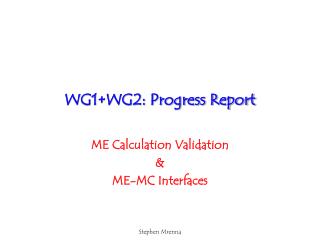 WG1+WG2: Progress Report