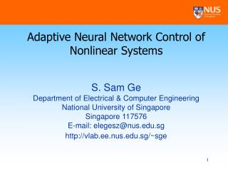 Adaptive Neural Network Control of Nonlinear Systems