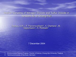 Passive Sampling of Nitrogen Dioxide and Sulfur Dioxide in Ambient Air of Chiang Mai