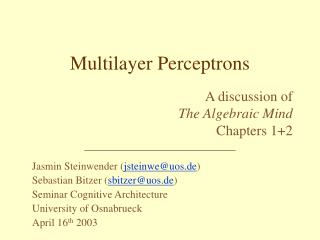 Multilayer Perceptrons