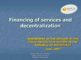 Financing of services and decentralization