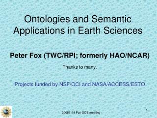 Ontologies and Semantic Applications in Earth Sciences