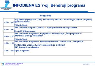 INFODIENA ES 7-oji Bendroji programa