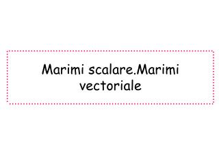 Marimi scalare.Marimi vectoriale