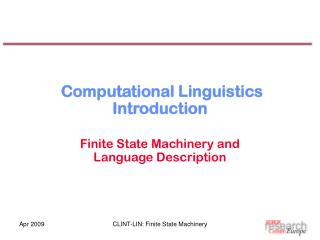 Computational Linguistics Introduction