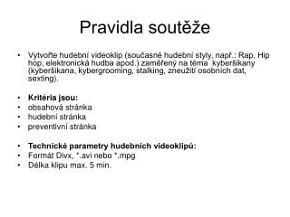 Pravidla soutěže