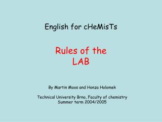 English for cHeMisTs