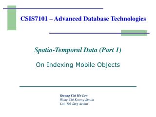 CSIS7101 – Advanced Database Technologies