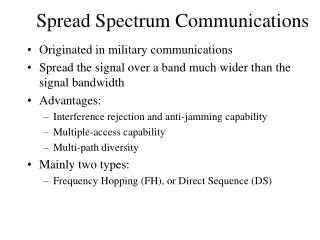 Spread Spectrum Communications