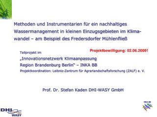 Teilprojekt im „Innovationsnetzwerk Klimaanpassung Region Brandenburg Berlin“ – INKA BB