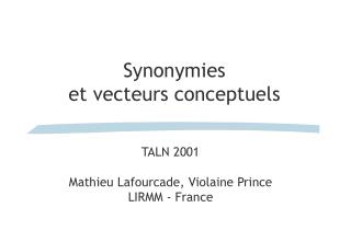 Synonymies et vecteurs conceptuels