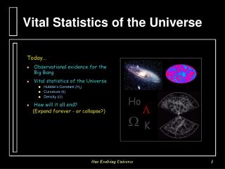 Vital Statistics of the Universe