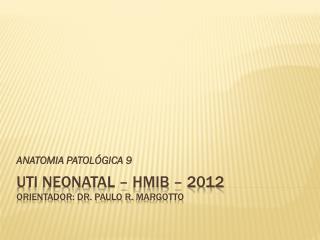 UTI NEONATAL – HMIB – 2012 Orientador: Dr. Paulo R. Margotto